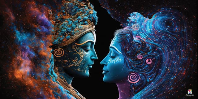 Radha krishna in love cosmic galactic